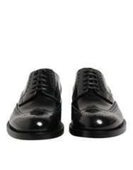 Dolce & Gabbana Black Leather Derby Wingtip Formal Shoes - EU40/US7 - Shoes