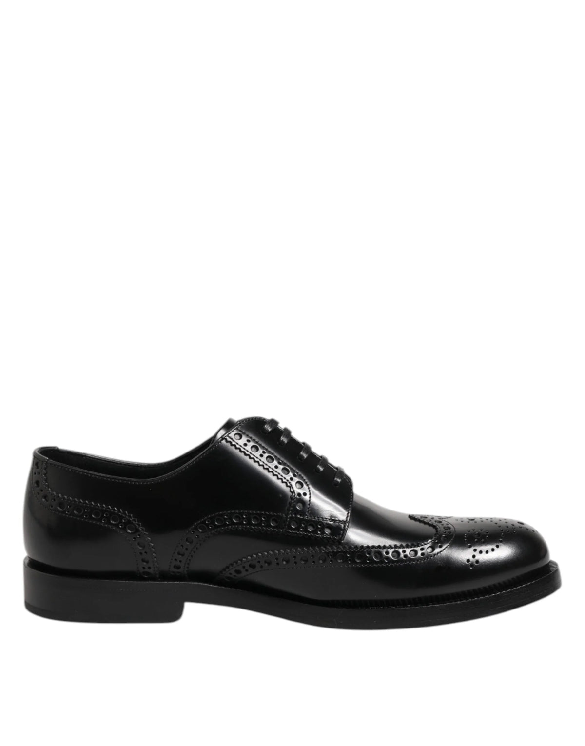 Dolce & Gabbana Black Leather Derby Wingtip Formal Shoes - EU40/US7 - Shoes