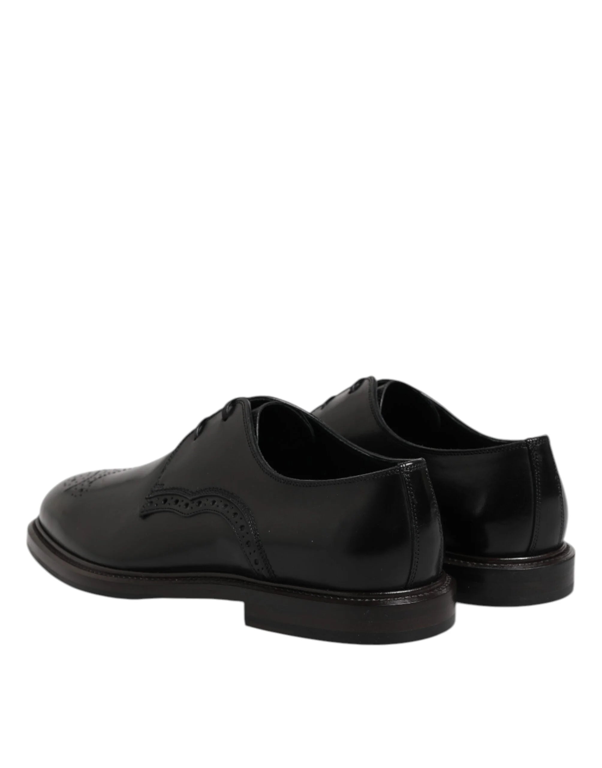 Dolce & Gabbana Black Leather Derby Wingtip Formal Shoes - EU41/US8 - Shoes