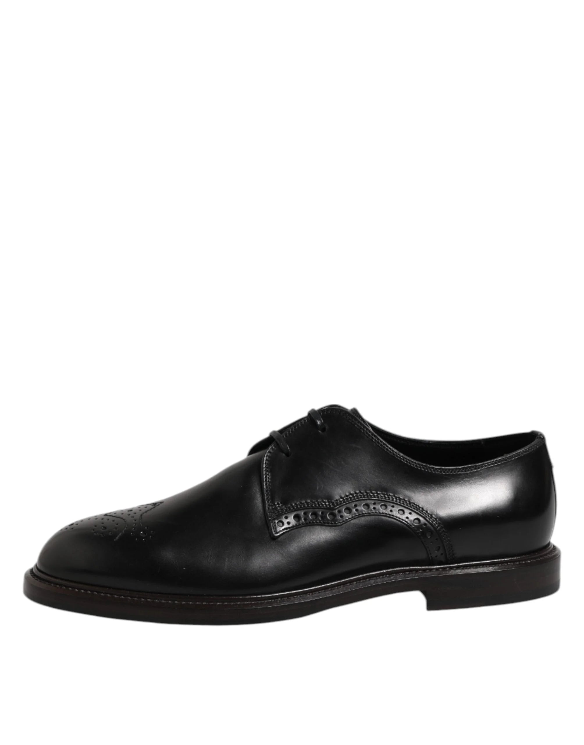 Dolce & Gabbana Black Leather Derby Wingtip Formal Shoes - EU41/US8 - Shoes
