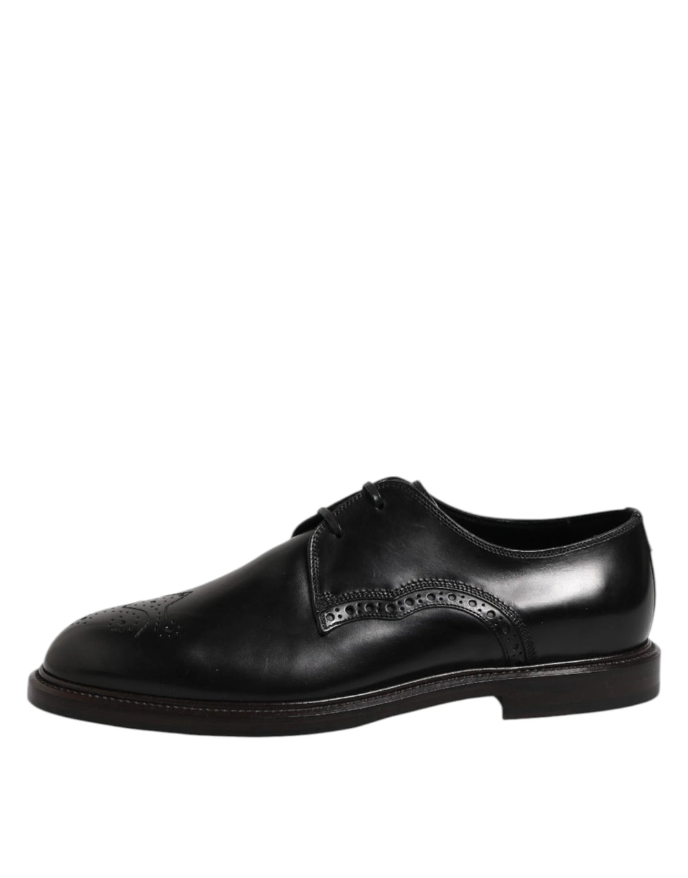 Dolce & Gabbana Black Leather Derby Wingtip Formal Shoes - EU41/US8 - Shoes