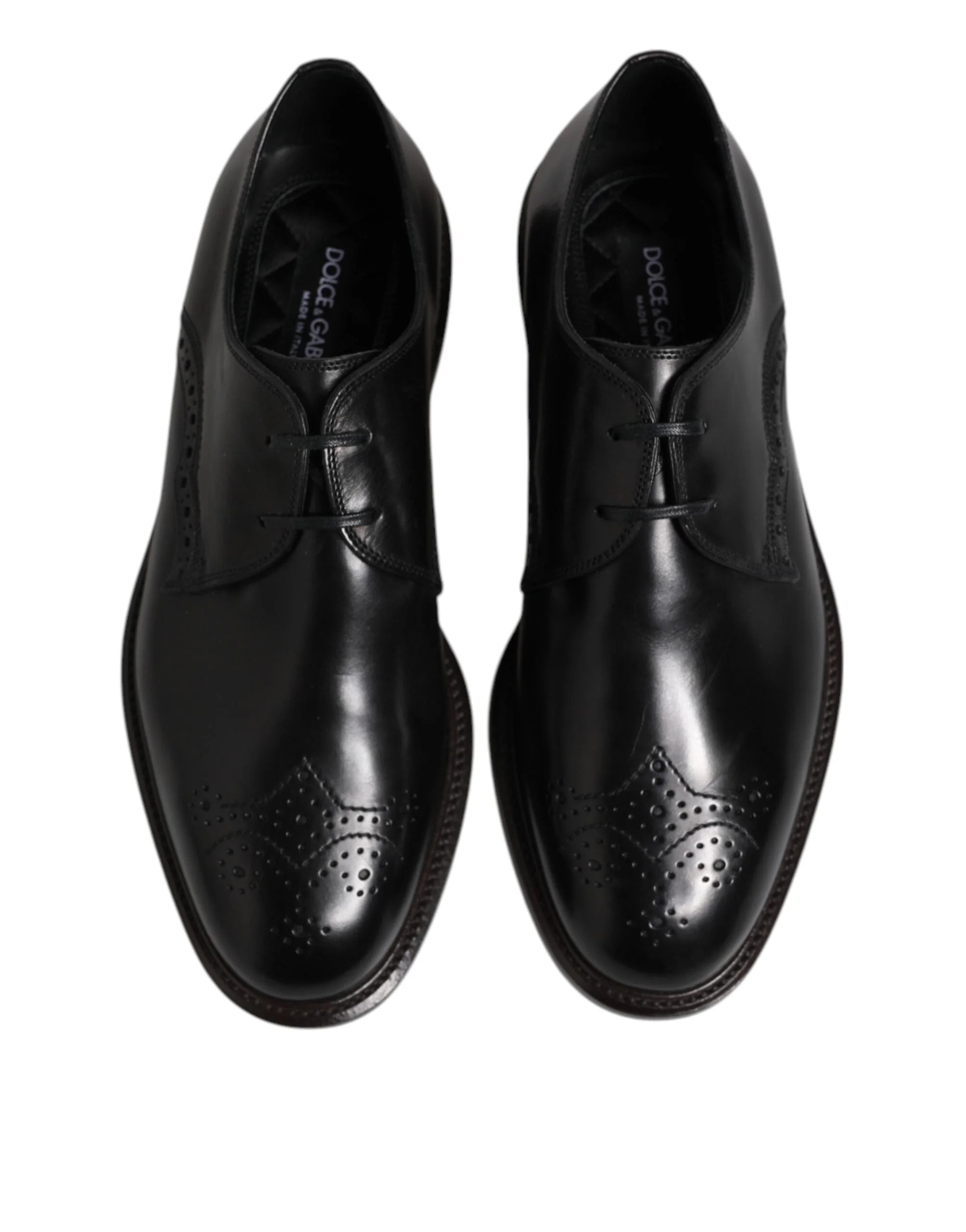 Dolce & Gabbana Black Leather Derby Wingtip Formal Shoes - EU41/US8 - Shoes