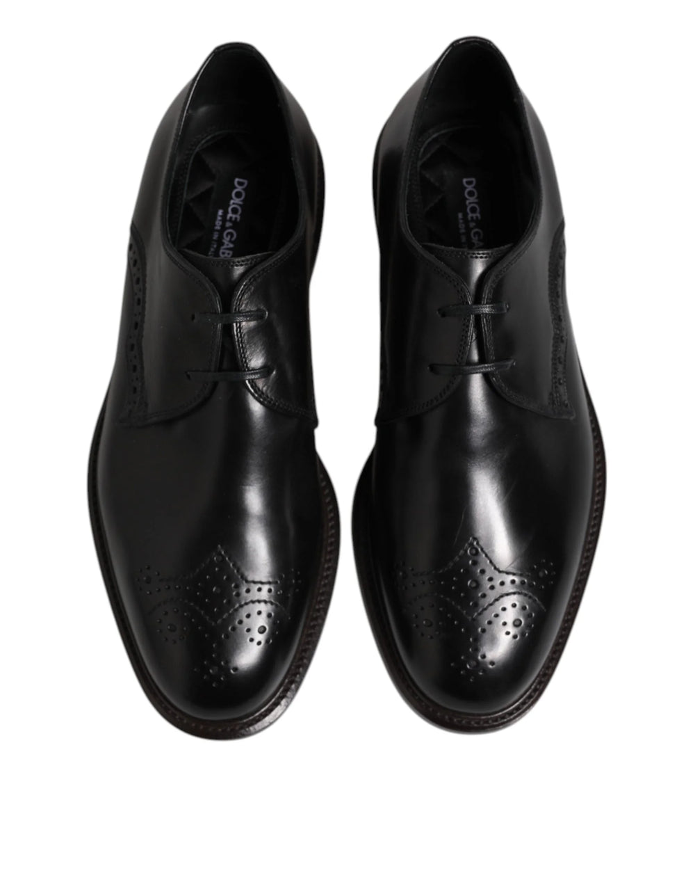 Dolce & Gabbana Black Leather Derby Wingtip Formal Shoes - EU41/US8 - Shoes