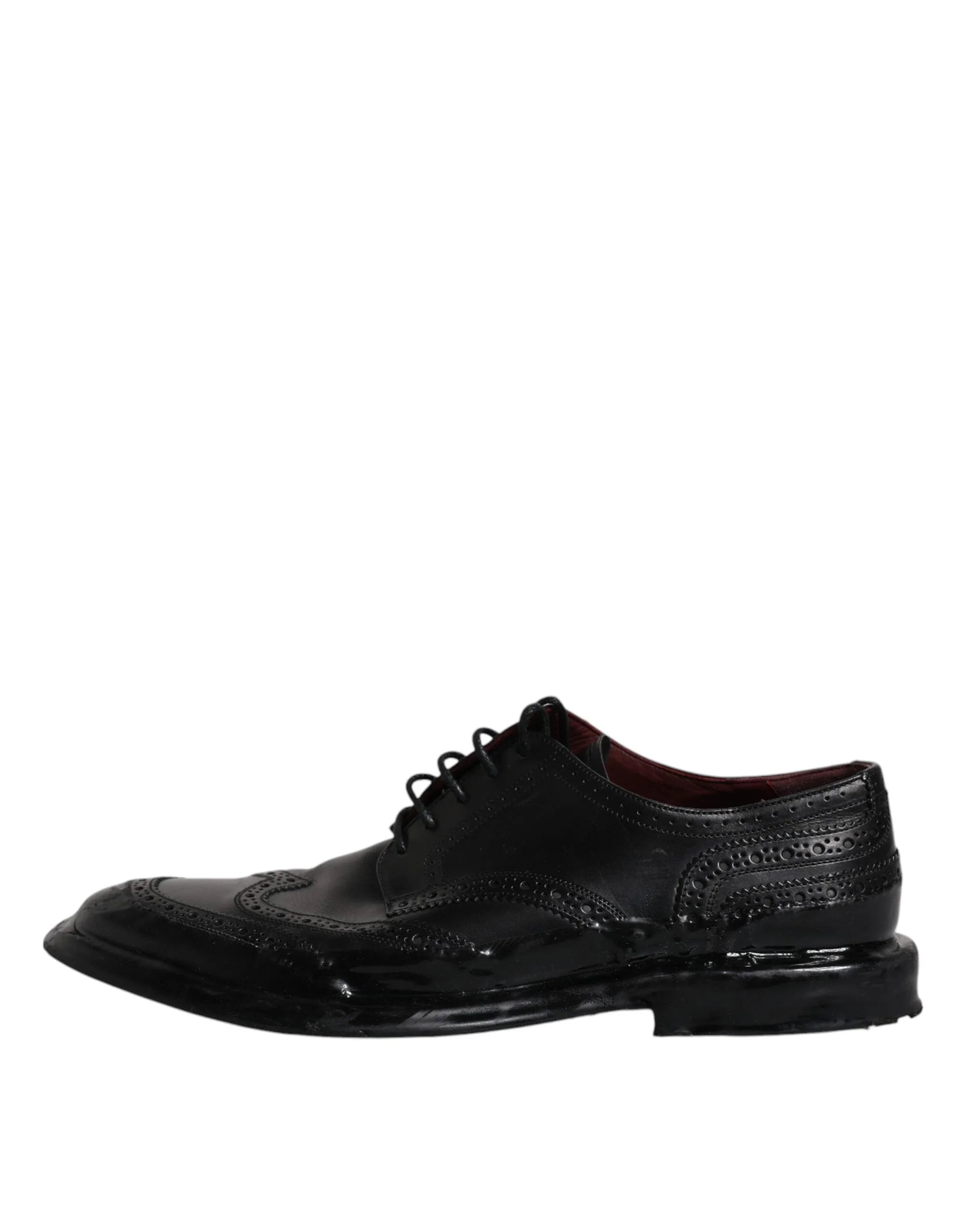 Dolce & Gabbana Black Leather Derby Wingtip Formal Shoes - EU42/US9 - Shoes