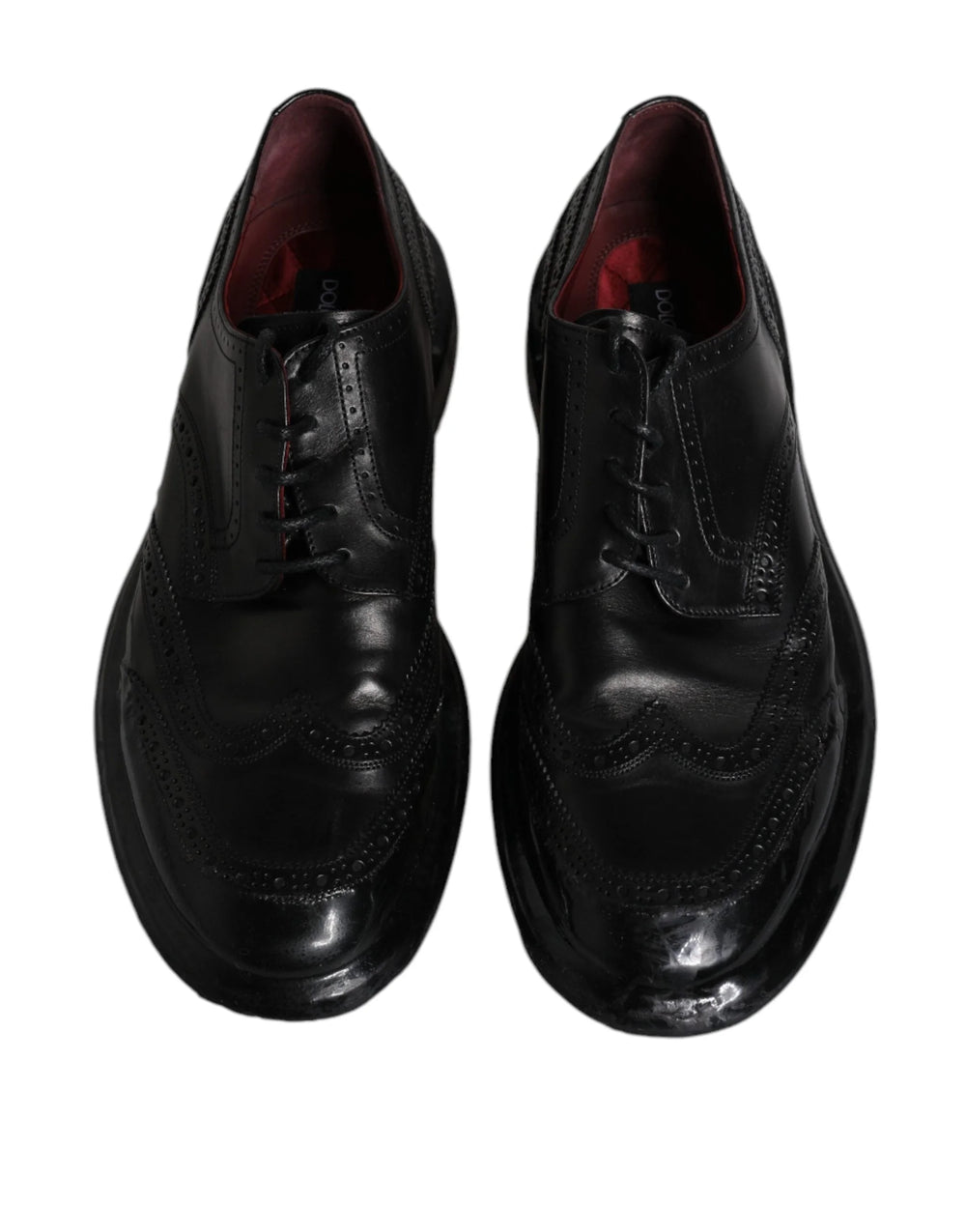 Dolce & Gabbana Black Leather Derby Wingtip Formal Shoes - EU42/US9 - Shoes