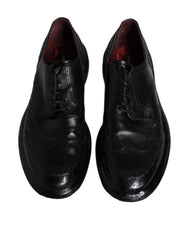 Dolce & Gabbana Black Leather Derby Wingtip Formal Shoes - EU42/US9 - Shoes
