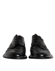 Dolce & Gabbana Black Leather Derby Wingtip Formal Shoes - EU42/US9