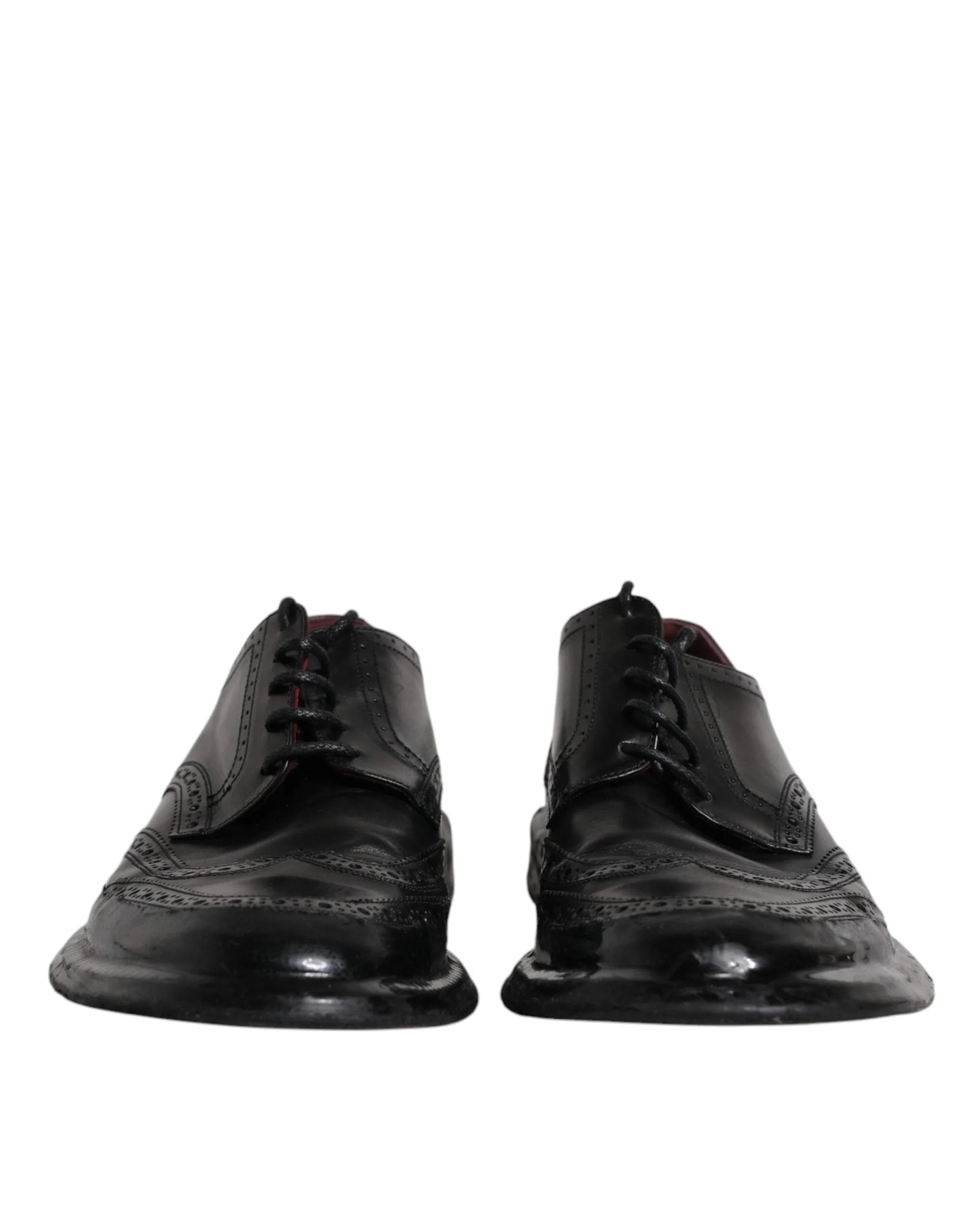 Dolce & Gabbana Black Leather Derby Wingtip Formal Shoes - EU42/US9 - Shoes
