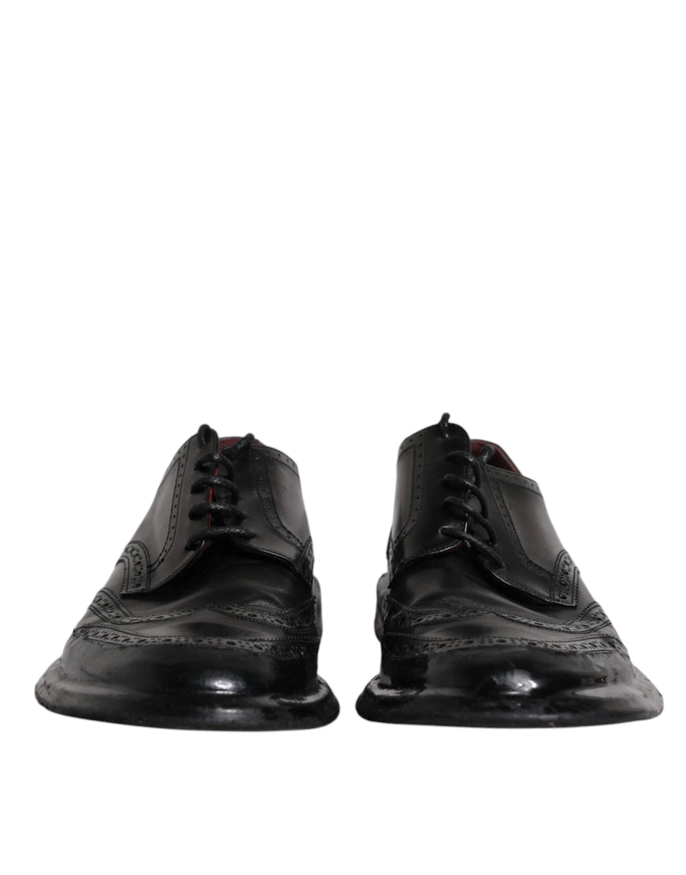 Dolce & Gabbana Black Leather Derby Wingtip Formal Shoes - EU42/US9 - Shoes