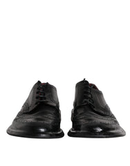 Dolce & Gabbana Black Leather Derby Wingtip Formal Shoes - EU42/US9 - Shoes