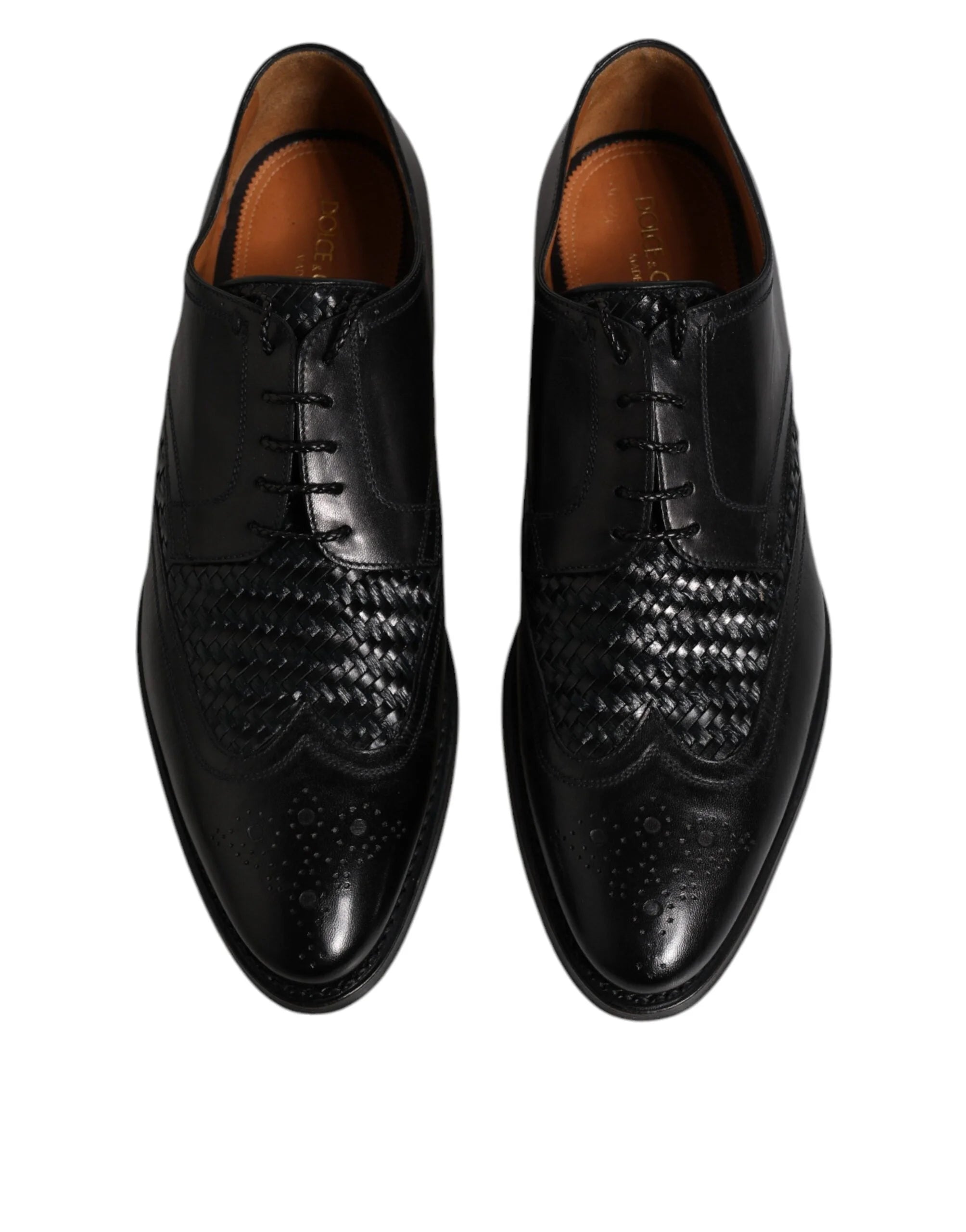 Dolce & Gabbana Black Leather Derby Wingtip Lace Up Formal Dress Shoes - Shoes