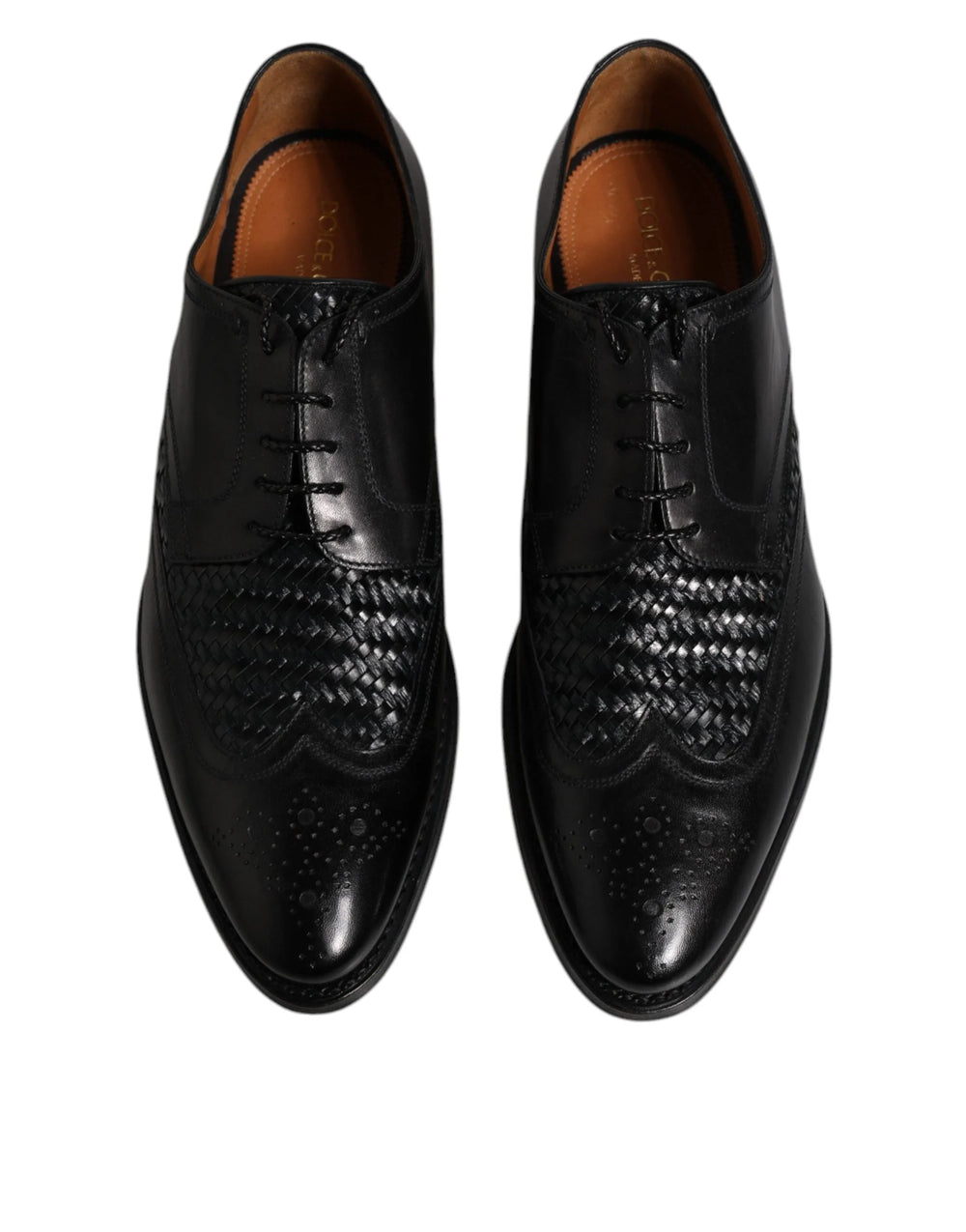 Dolce & Gabbana Black Leather Derby Wingtip Lace Up Formal Dress Shoes - Shoes