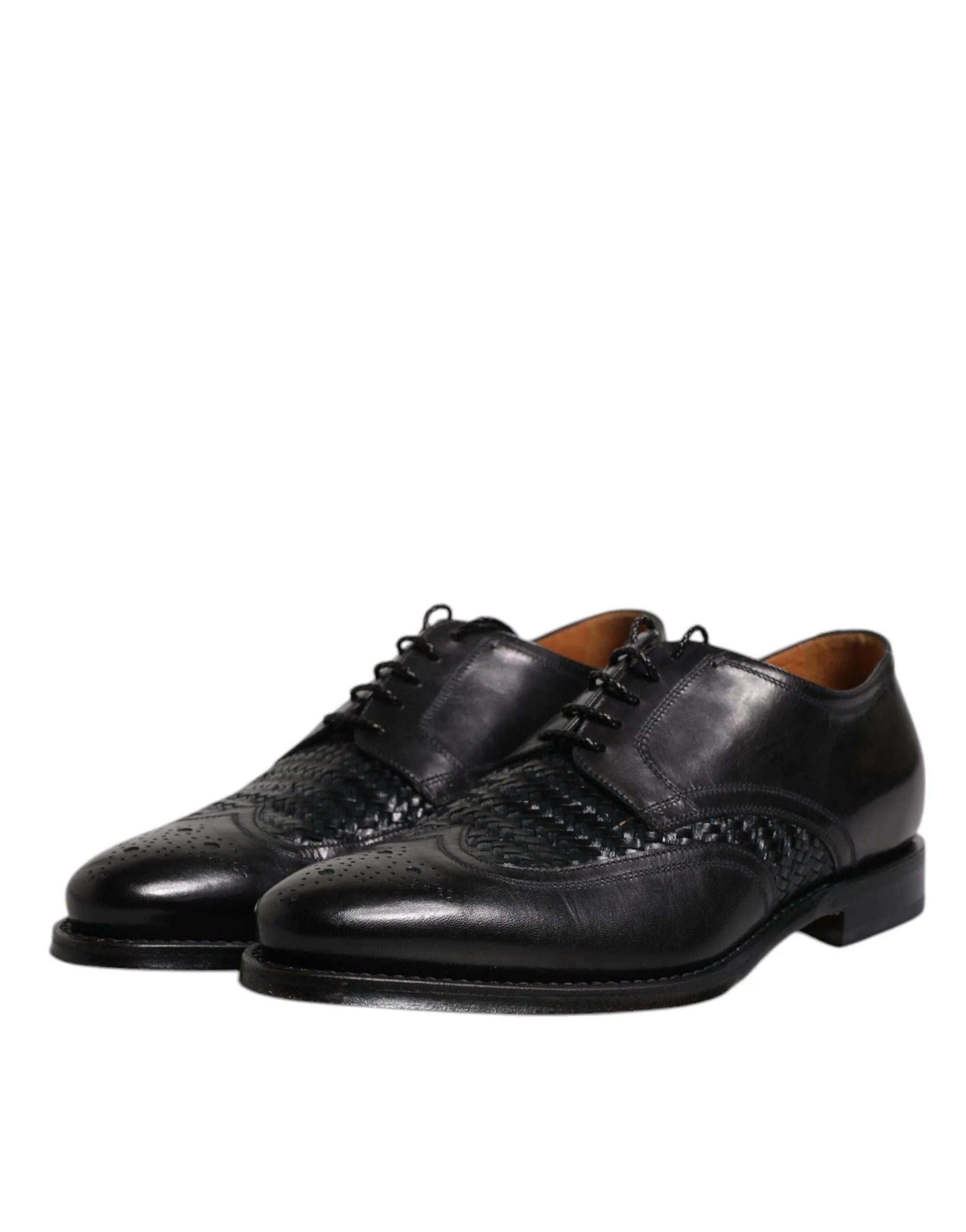 Dolce & Gabbana Black Leather Derby Wingtip Lace Up Formal Dress Shoes - Shoes