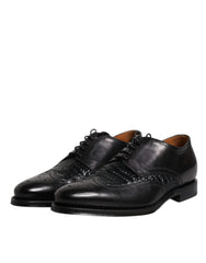 Dolce & Gabbana Black Leather Derby Wingtip Lace Up Formal Dress Shoes - Shoes