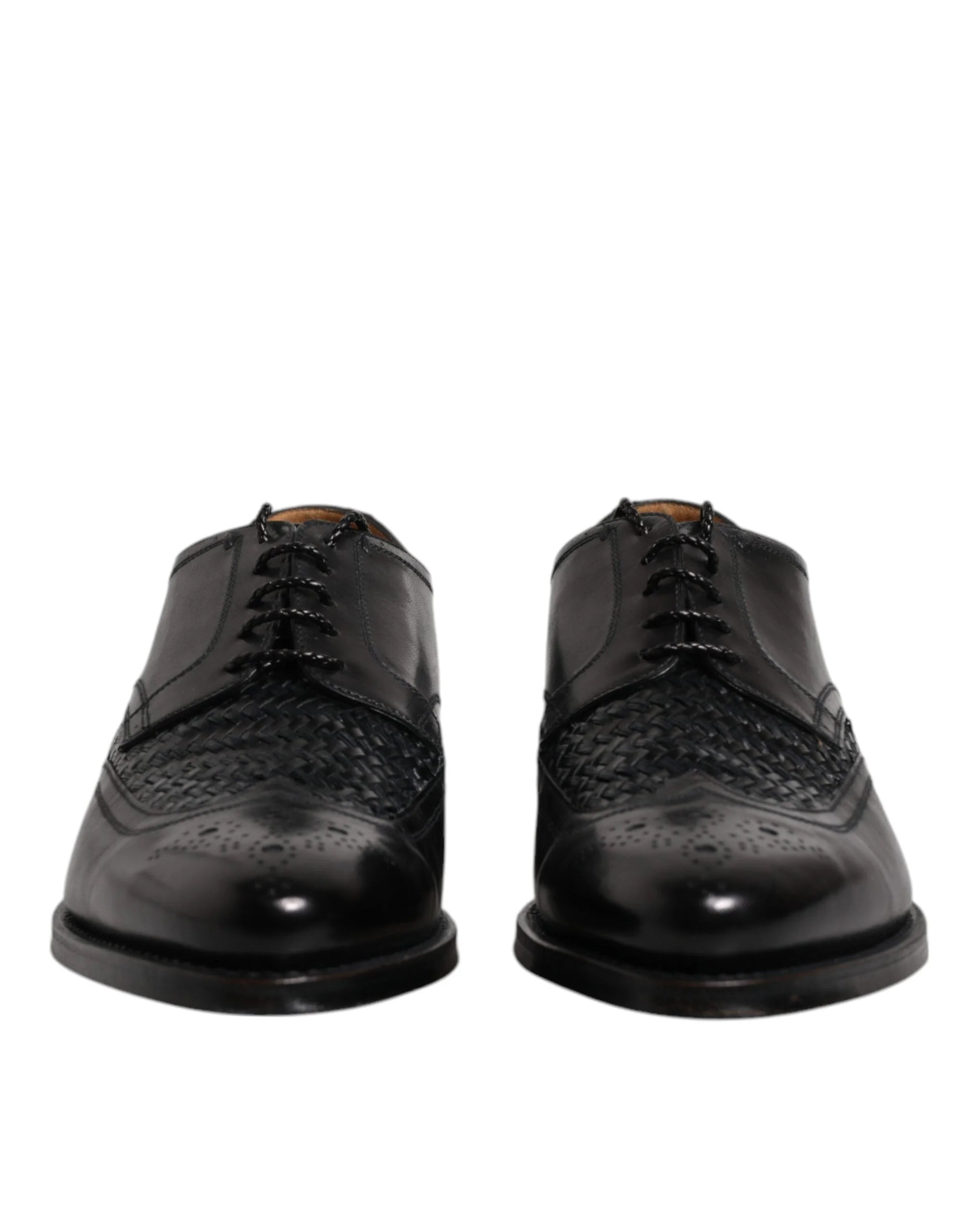 Dolce & Gabbana Black Leather Derby Wingtip Lace Up Formal Dress Shoes - Shoes