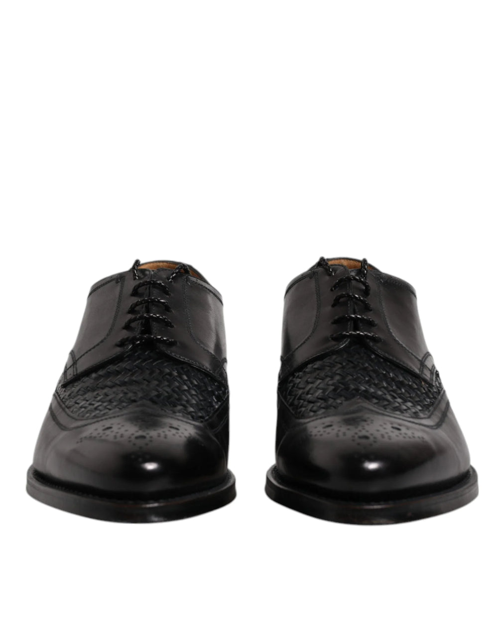 Dolce & Gabbana Black Leather Derby Wingtip Lace Up Formal Dress Shoes - Shoes
