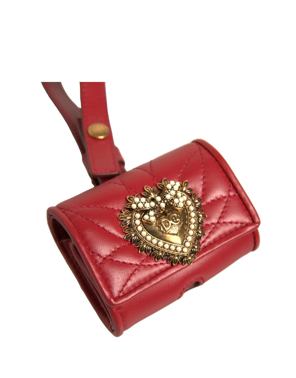 Dolce & Gabbana Black Leather Devotion Heart Strap Airpod Case - Headphone Carrying Cases