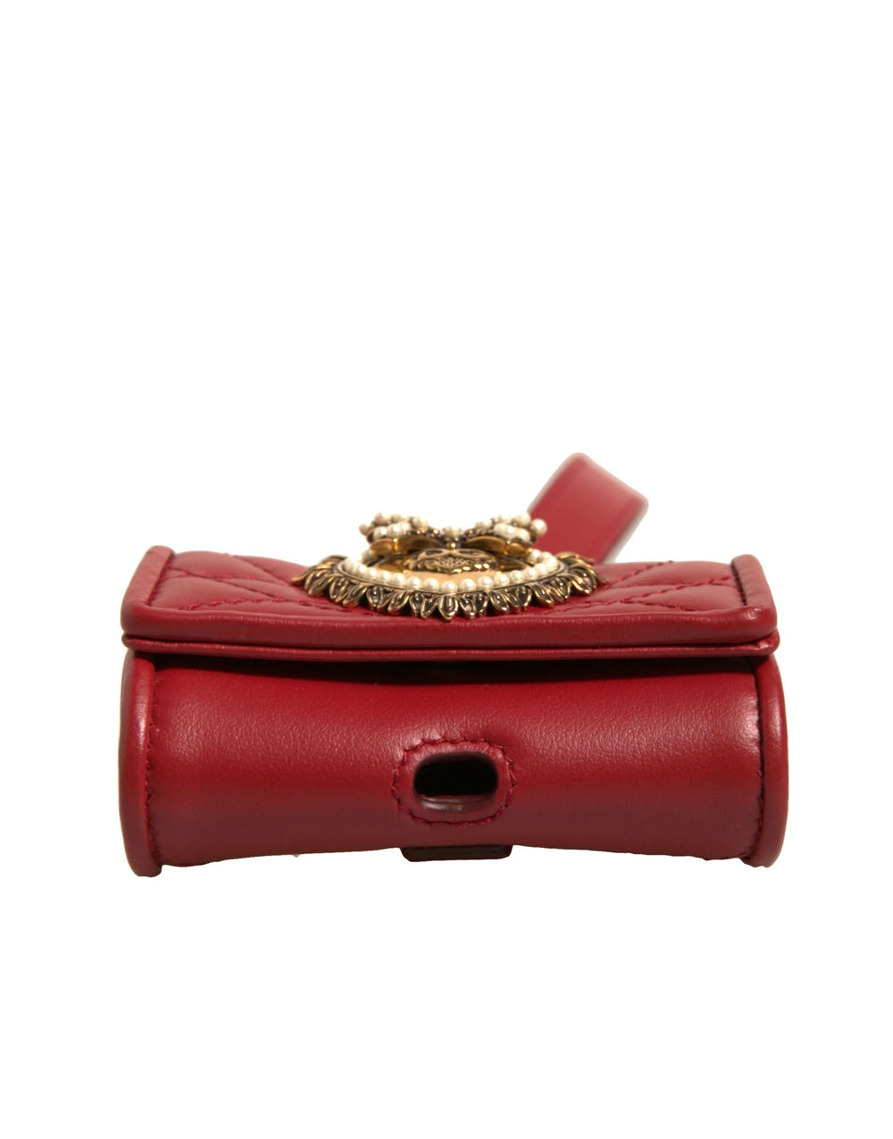 Dolce & Gabbana Black Leather Devotion Heart Strap Airpod Case - Headphone Carrying Cases