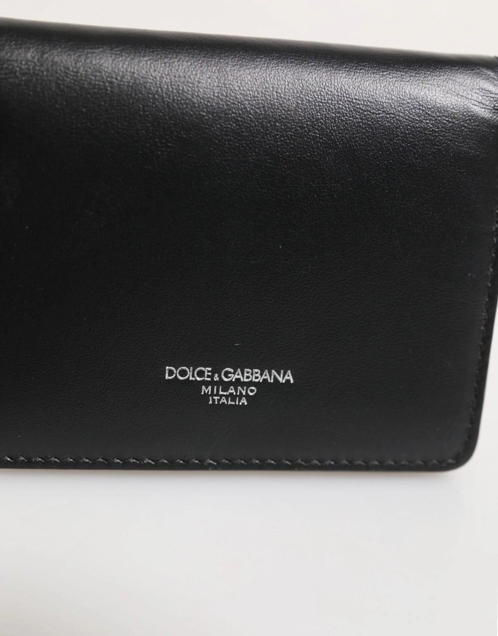 Dolce & Gabbana Black Leather DG Logo Bifold Card Holder Men Borse Wallet - Wallets