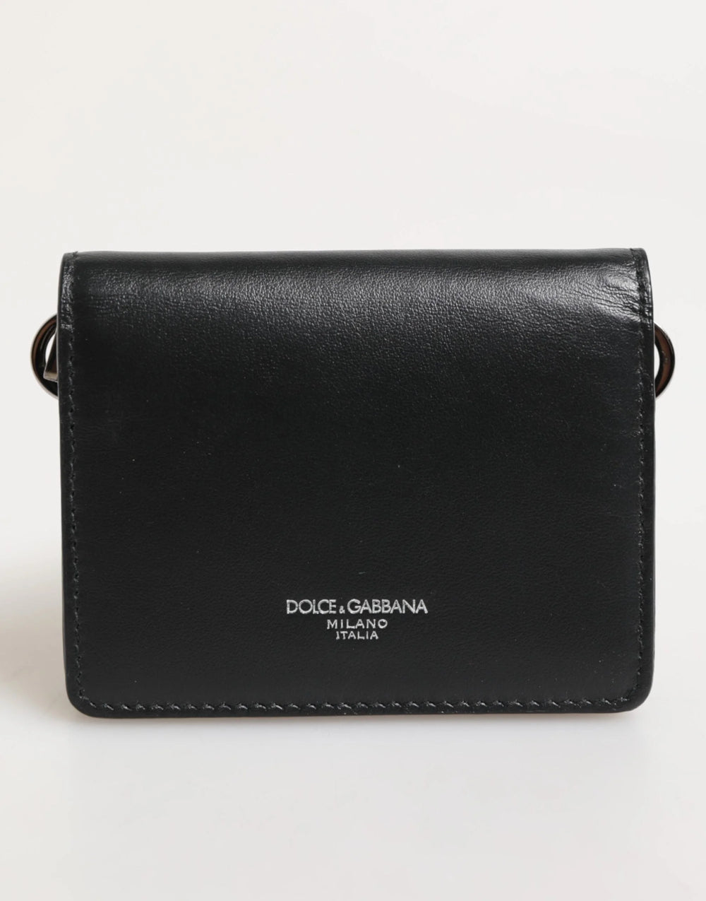 Dolce & Gabbana Black Leather DG Logo Bifold Card Holder Men Borse Wallet - Wallets