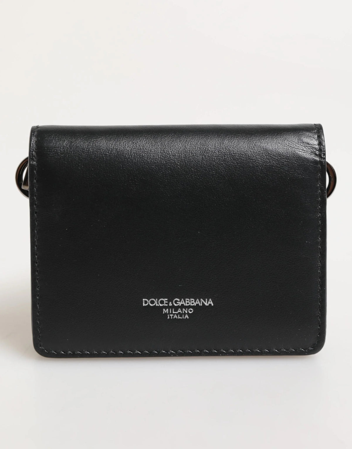 Dolce & Gabbana Black Leather DG Logo Bifold Card Holder Men Borse Wallet - Wallets