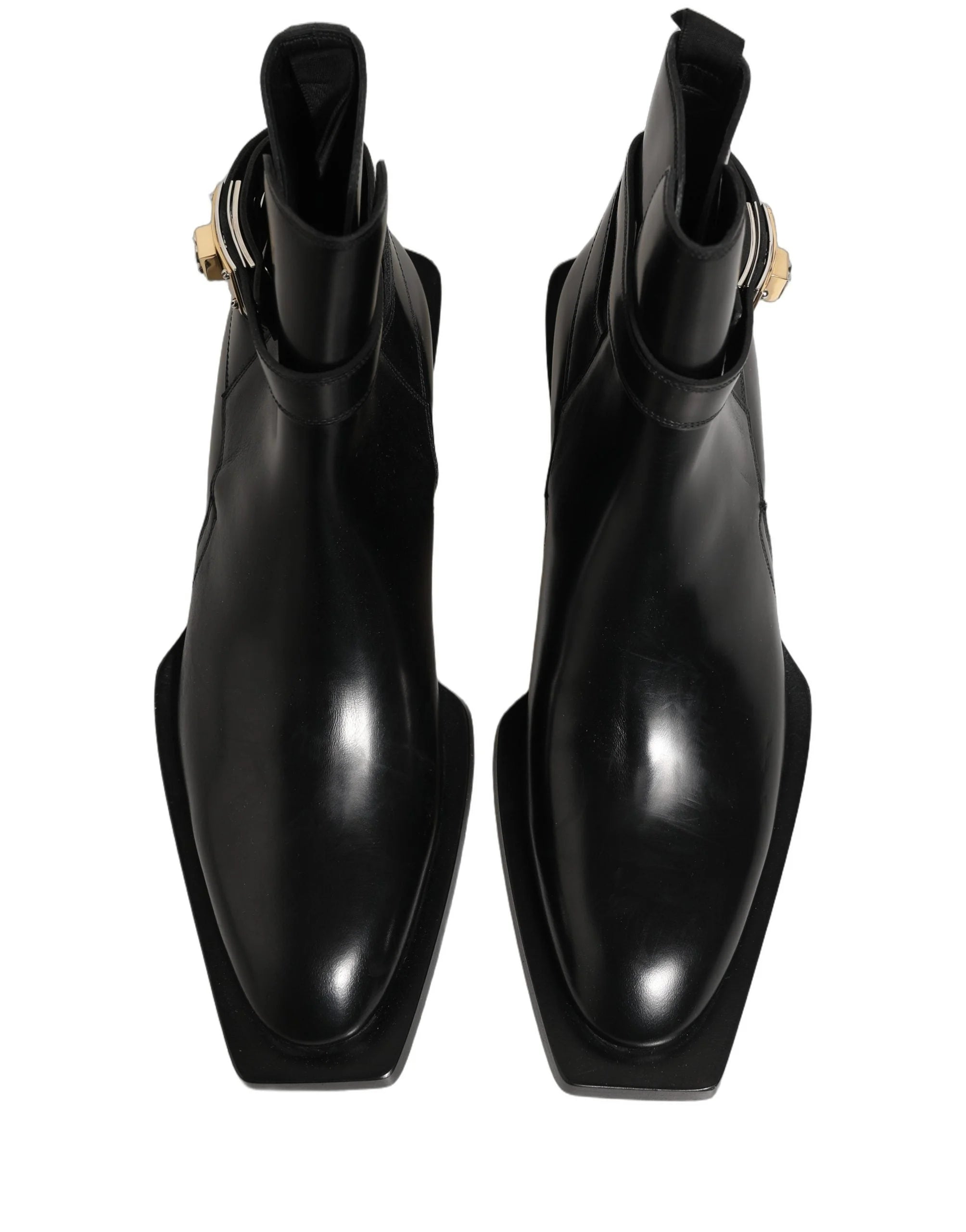 Botki Dolce & Gabbana czarne ze skóry z plakietką DG - EU44/US11