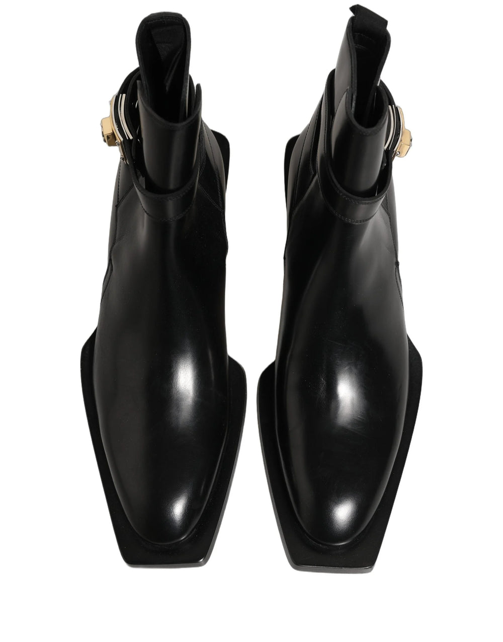 Botki Dolce & Gabbana czarne ze skóry z plakietką DG - EU44/US11