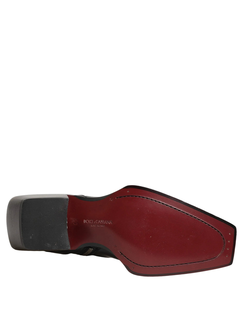 Dolce & Gabbana Botas de Cano Médio em Pele Preta com Placa DG - EU44/US11