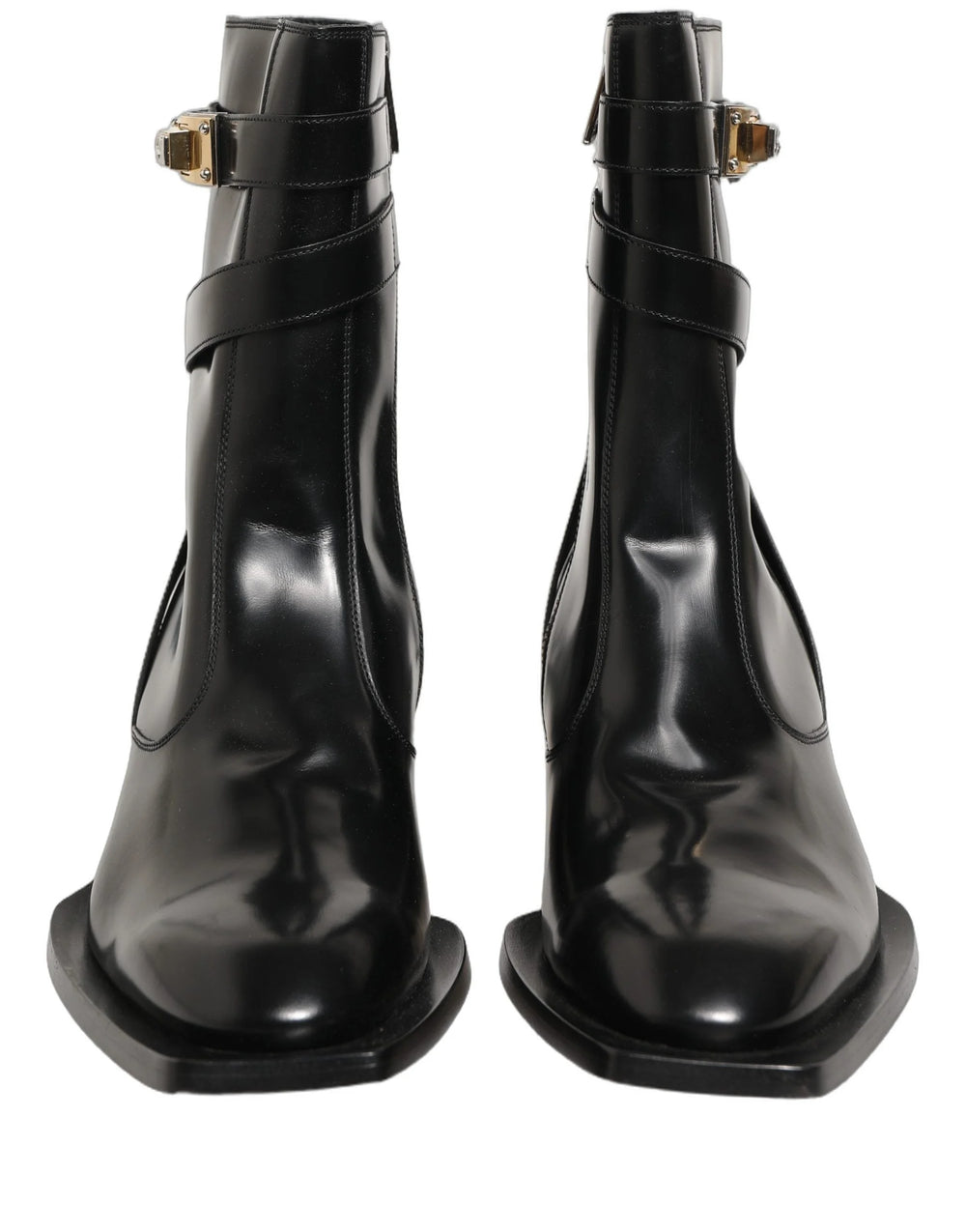 Dolce & Gabbana Botas de Cano Médio em Pele Preta com Placa DG - EU44/US11