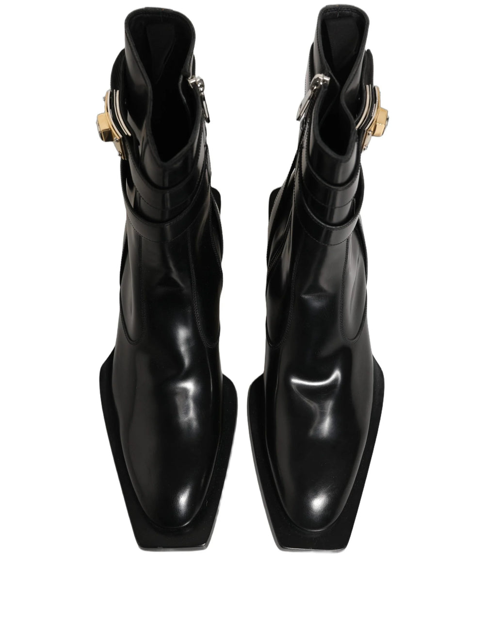Dolce & Gabbana Botas de Cano Médio em Pele Preta com Placa DG - EU44/US11