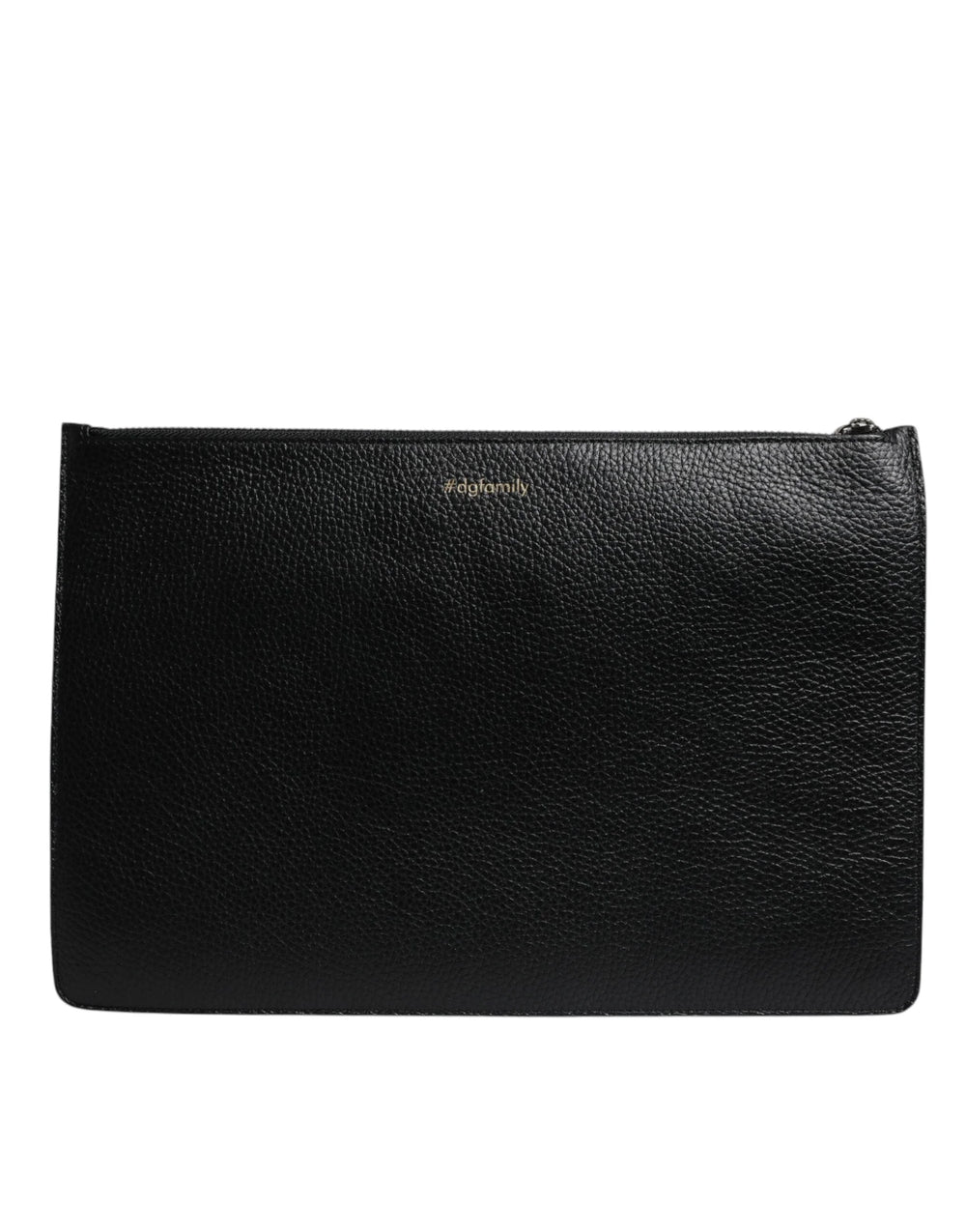 Dolce & Gabbana Black Leather #DGFAMILY Embellished Men Zip Pouch Bag - Clutch Bags