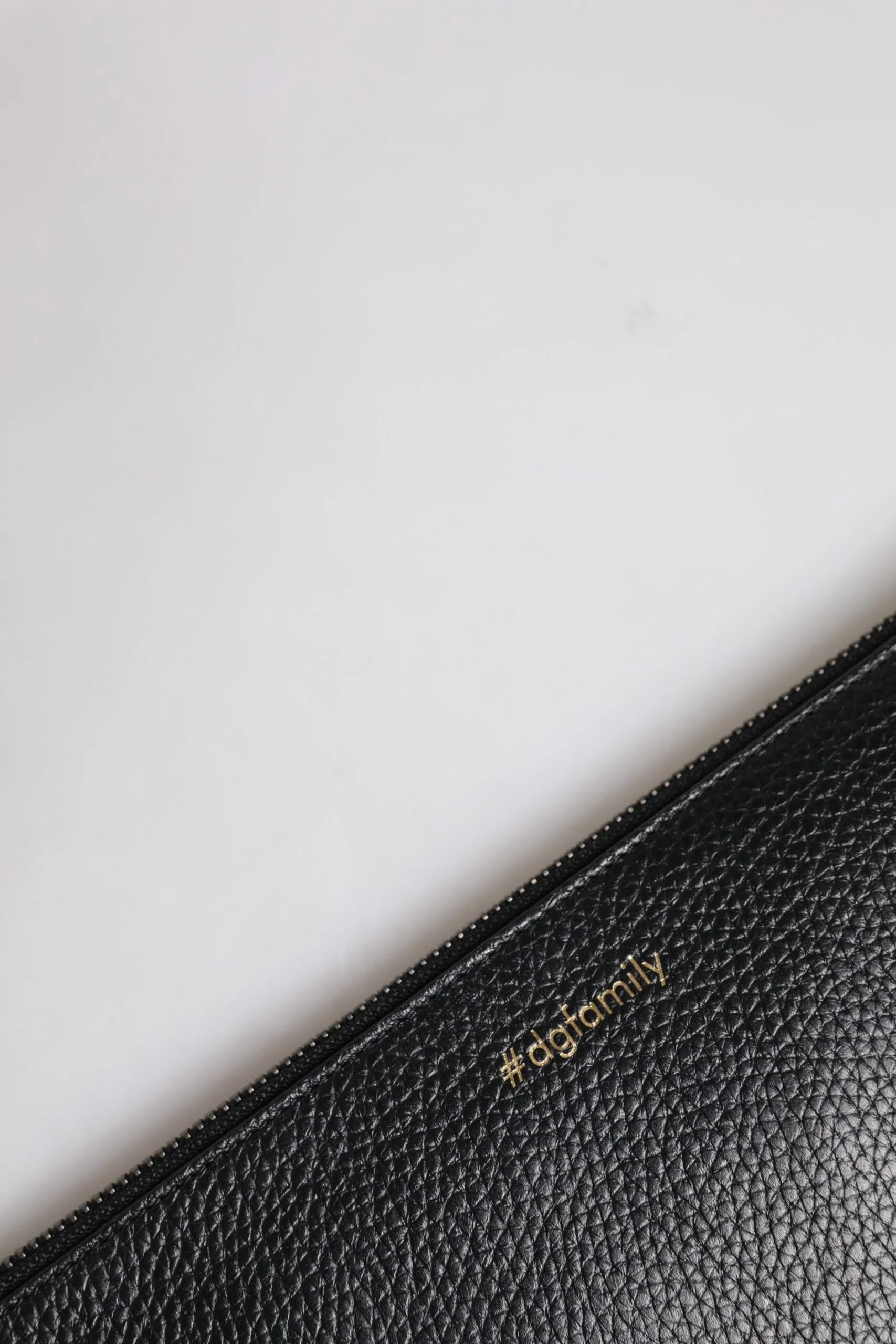 Dolce & Gabbana Black Leather #DGFAMILY Embellished Men Zip Pouch Bag - Clutch Bags