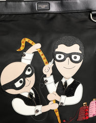 Dolce & Gabbana Black Leather #DGFamily Patch Shopping Tote Borse Bag