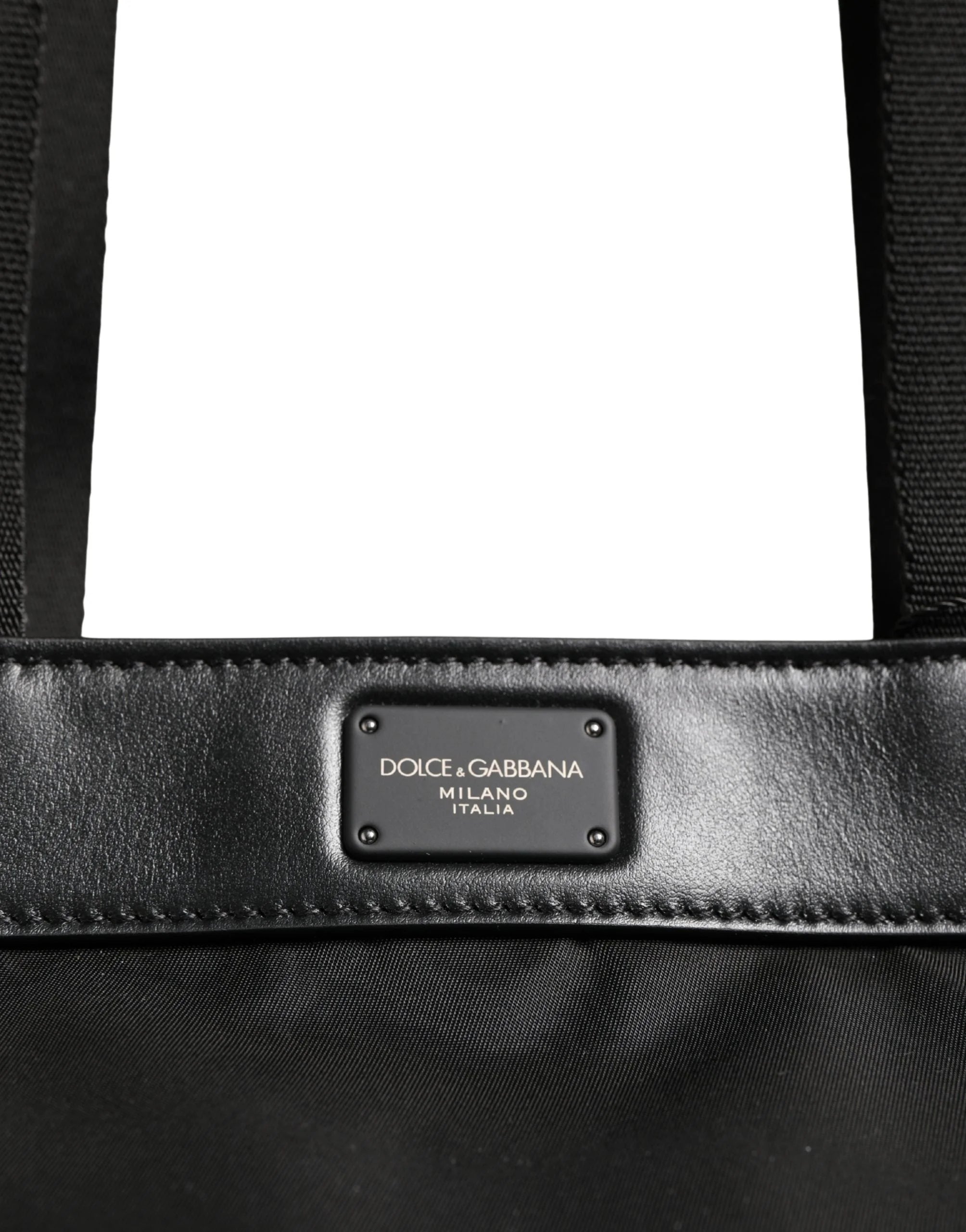 Dolce & Gabbana Black Leather #DGFamily Patch Shopping Tote Borse Bag