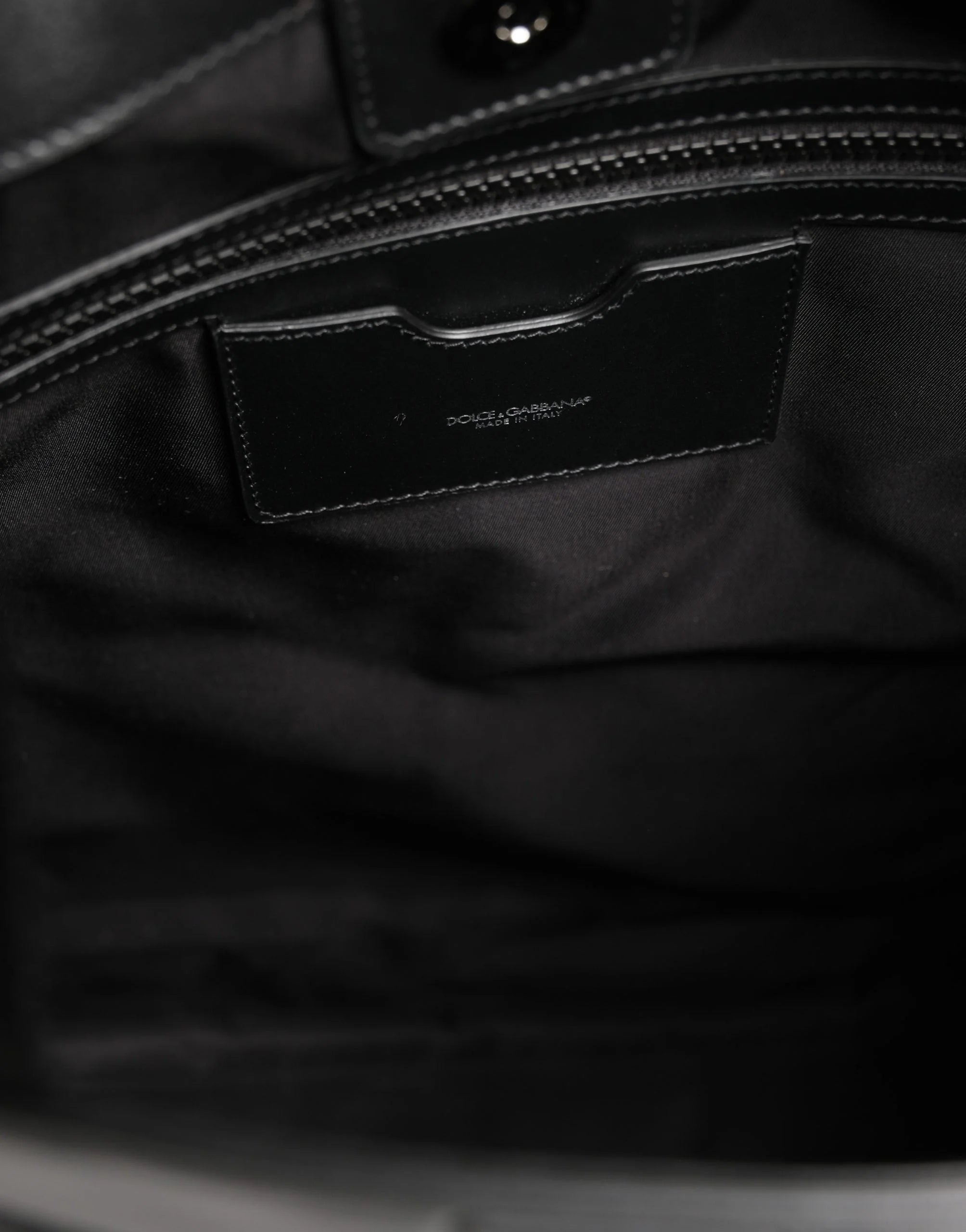 Dolce & Gabbana Black Leather #DGFamily Patch Shopping Tote Borse Bag