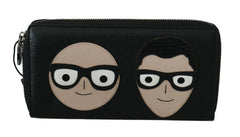 Dolce & Gabbana Black Leather #DGFAMILY Zipper Continental Mens Wallet - Wallets