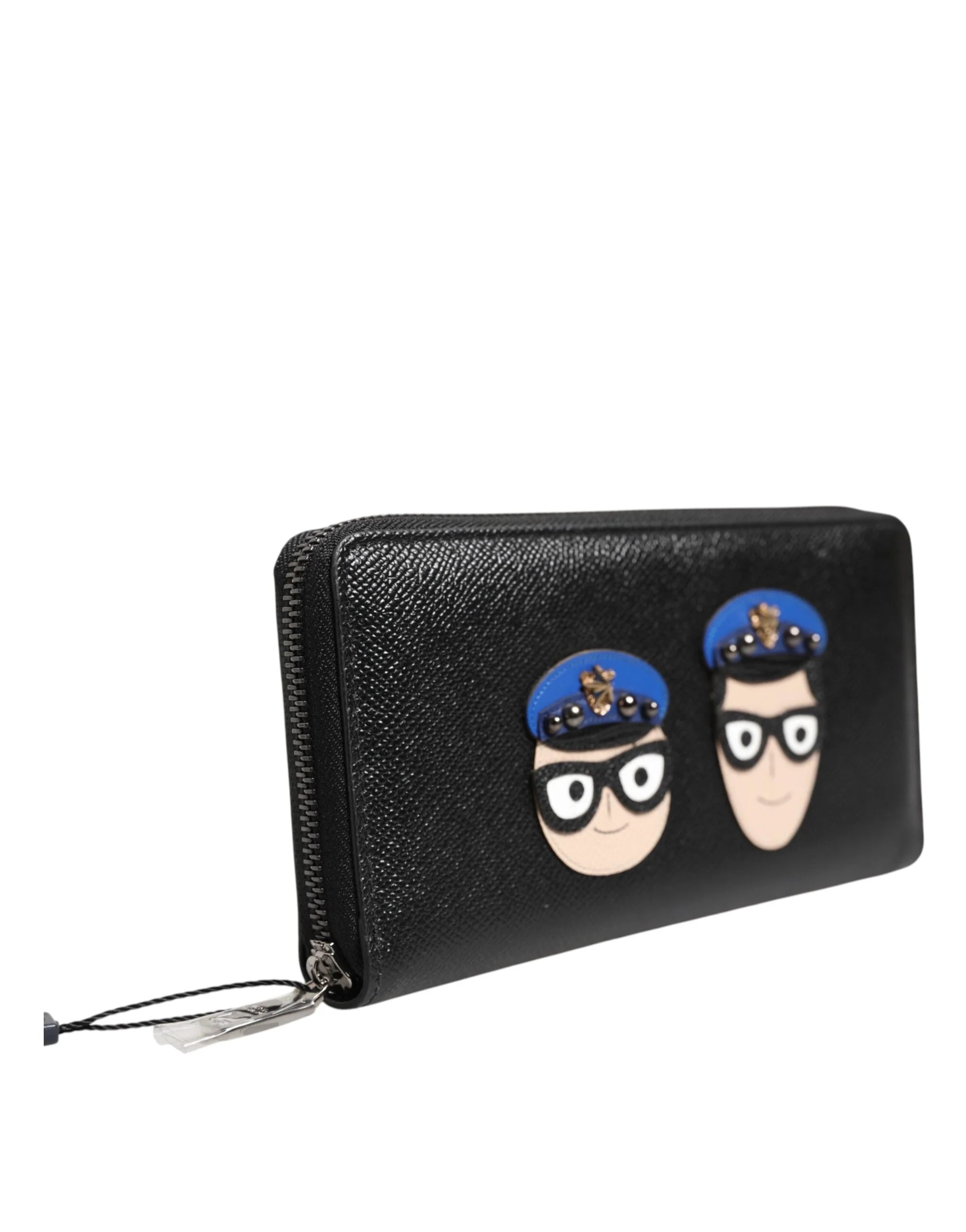 Dolce & Gabbana Black Leather #DGFAMILY Zipper Continental Mens Wallet - Wallets