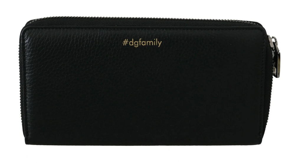 Dolce & Gabbana Black Leather #DGFAMILY Zipper Continental Mens Wallet - Wallets