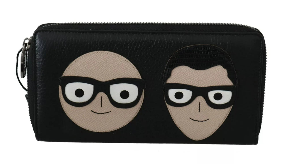 Dolce & Gabbana Black Leather #DGFAMILY Zipper Continental Mens Wallet - Wallets