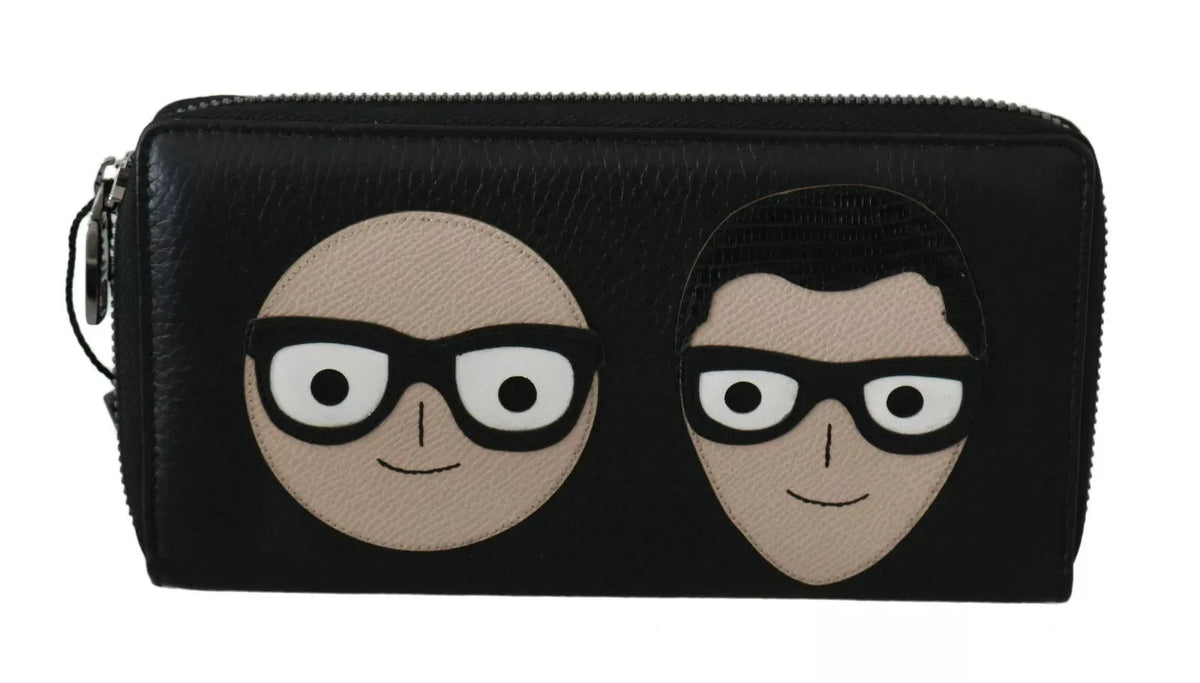 Dolce & Gabbana Black Leather #DGFAMILY Zipper Continental Mens Wallet - Wallets