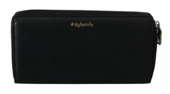 Dolce & Gabbana Black Leather #DGFAMILY Zipper Continental Mens Wallet - Wallets