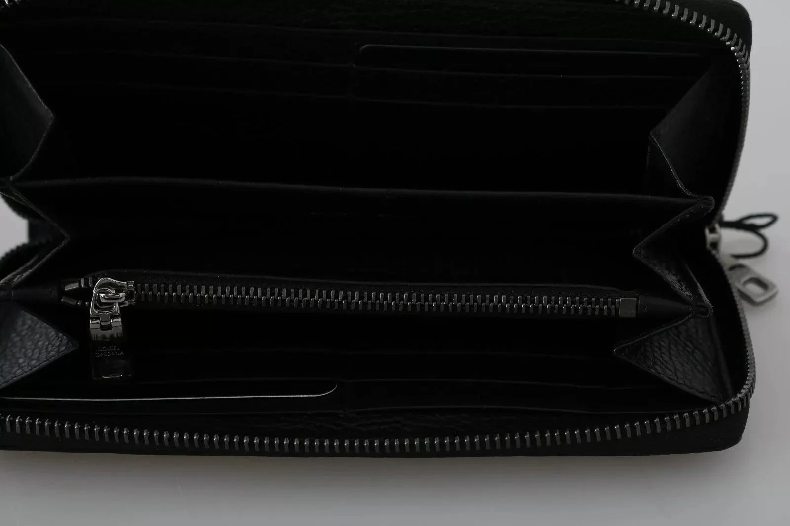 Dolce & Gabbana Black Leather #DGFAMILY Zipper Continental Mens Wallet - Wallets