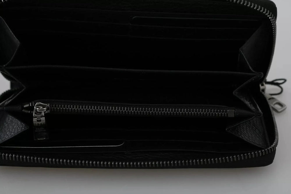 Dolce & Gabbana Black Leather #DGFAMILY Zipper Continental Mens Wallet - Wallets