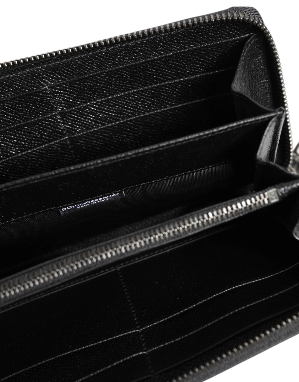 Dolce & Gabbana Black Leather #DGFAMILY Zipper Continental Mens Wallet - Wallets