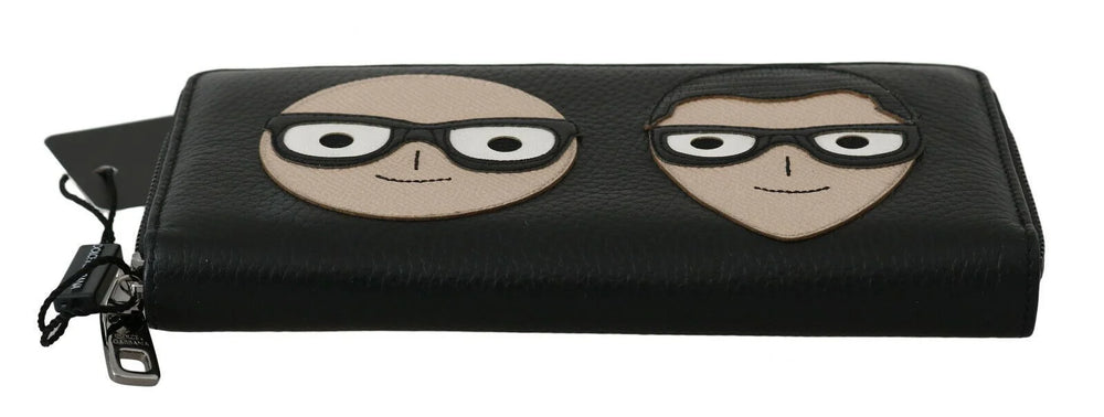 Dolce & Gabbana Black Leather #DGFAMILY Zipper Continental Mens Wallet - Wallets