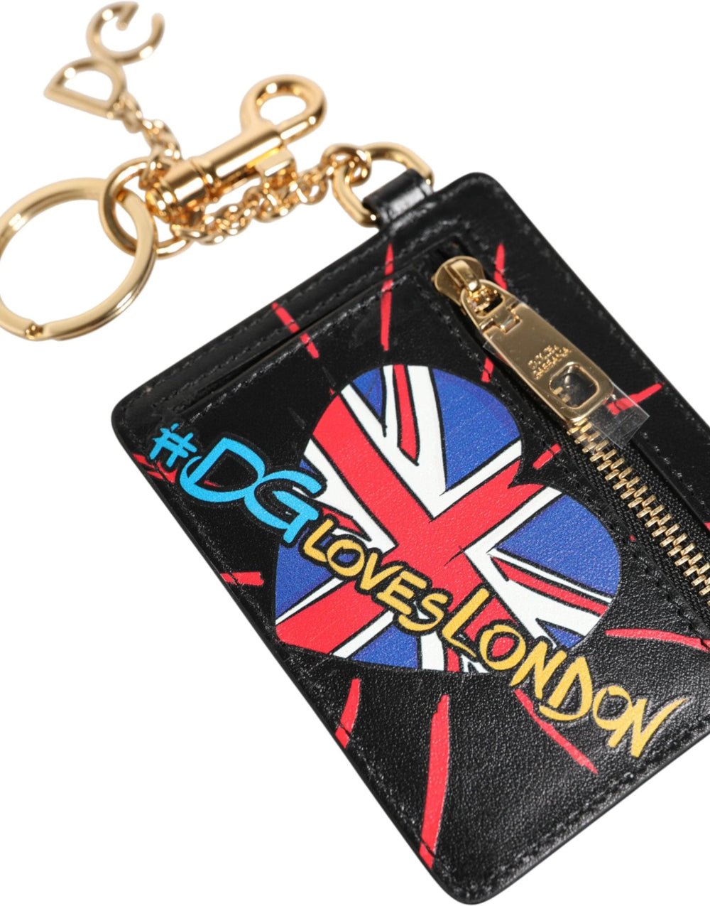 Dolce & Gabbana Black Leather #DGLovesLondon Cardholder Coin Case Keyring - Card Cases
