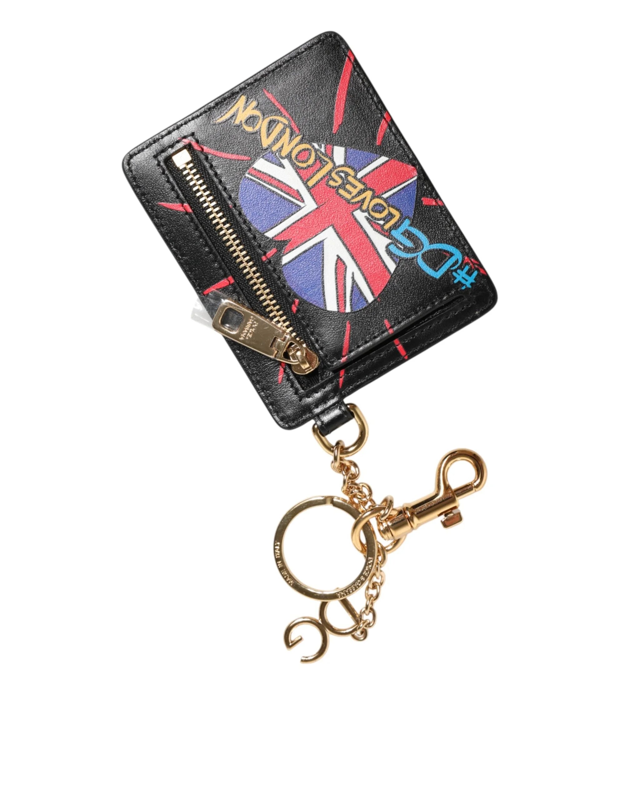 Dolce & Gabbana Black Leather #DGLovesLondon Cardholder Coin Case Keyring - Card Cases