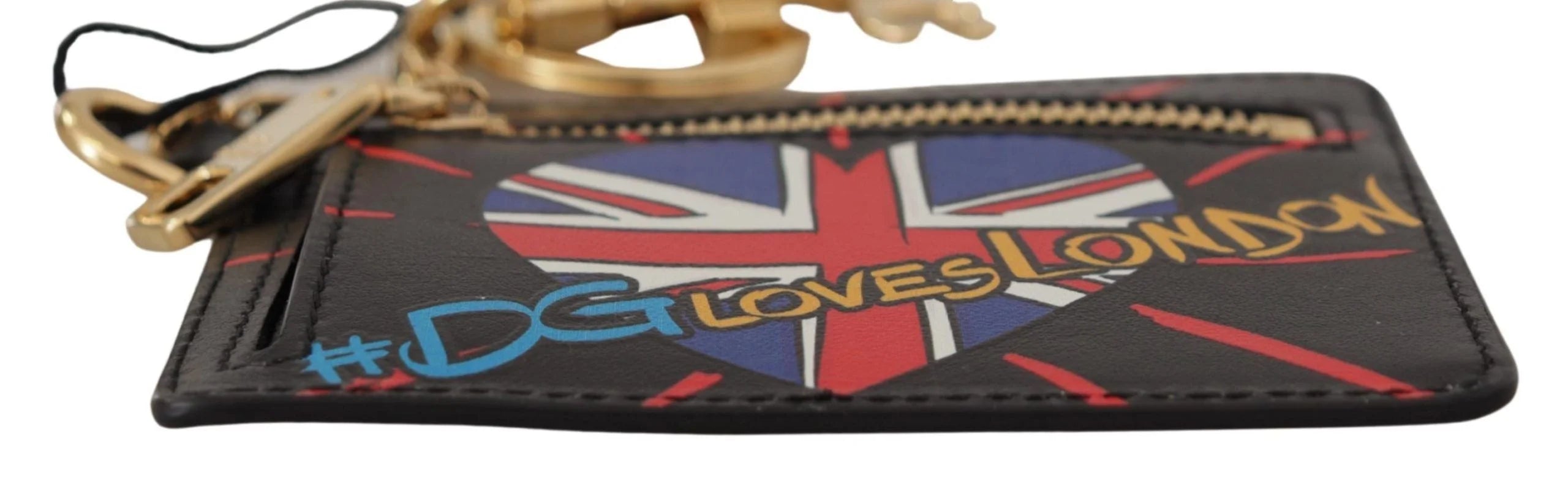 Dolce & Gabbana Black Leather #DGLovesLondon Keyring Cardholder Coin Case - Wallets