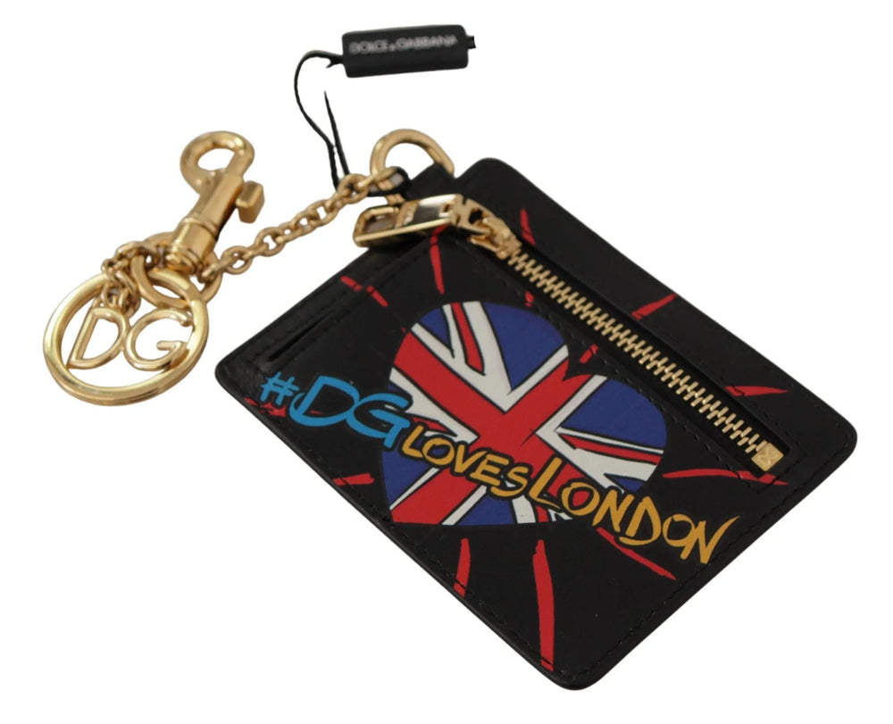 Dolce & Gabbana Black Leather #DGLovesLondon Keyring Cardholder Coin Case - Wallets
