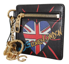 Dolce & Gabbana Black Leather #DGLovesLondon Keyring Cardholder Coin Case - Wallets